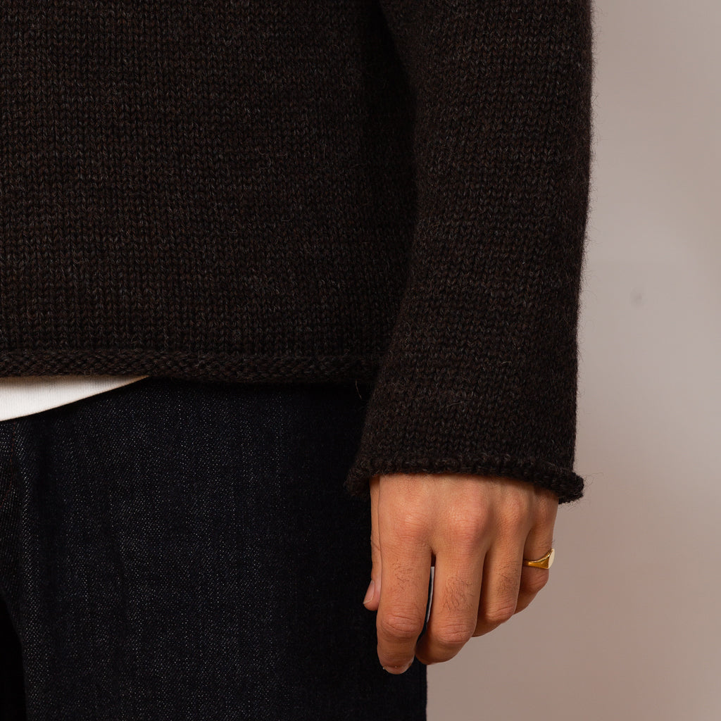 Roll Neck Knit - Mix Charcoal Brown