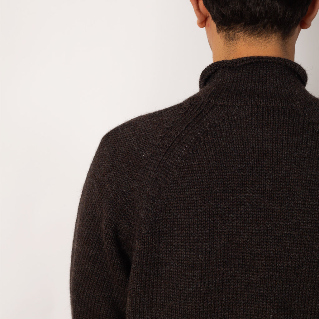 Roll Neck Knit - Mix Charcoal Brown