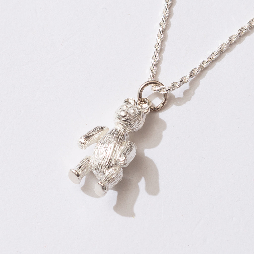 Teddy Bear Necklace - Silver