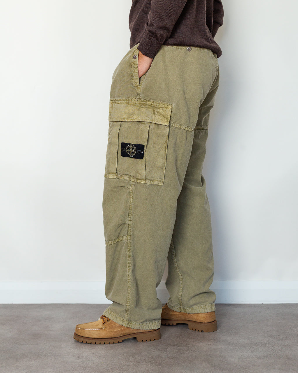 Mineral Dyed Panama Cotton Cargo - Military Green V005G