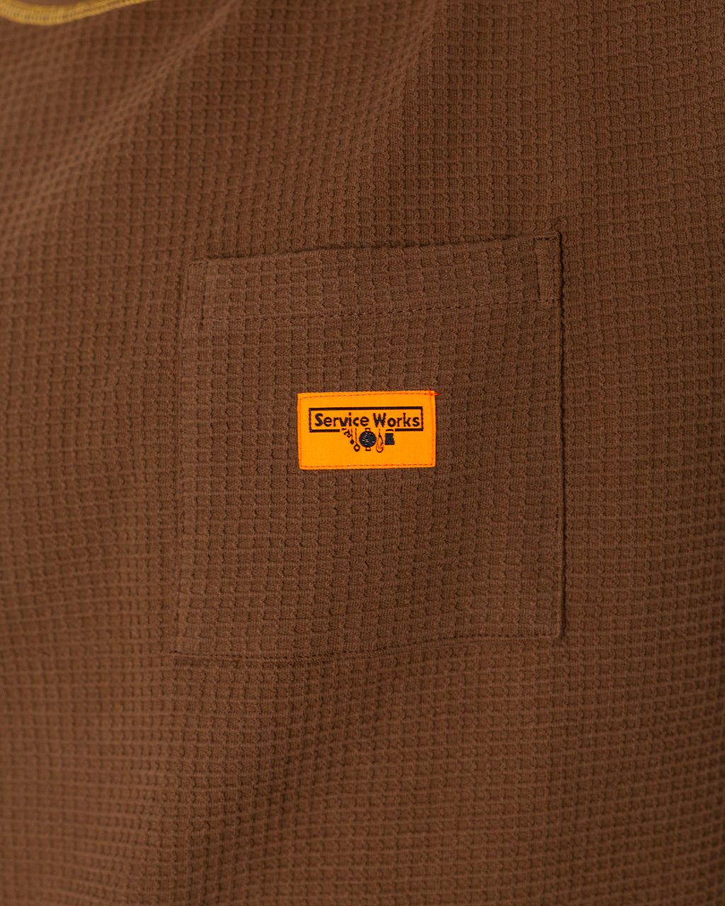 Waffle Contrast Thermal LS Tee - Brown/Yellow