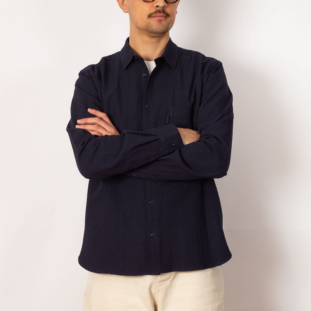 Curtis Shirt - Navy Seersucker