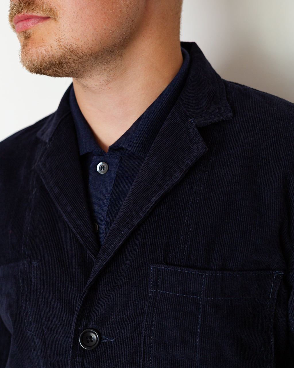 Fine Cord Server Suit Jacket - Dark Navy
