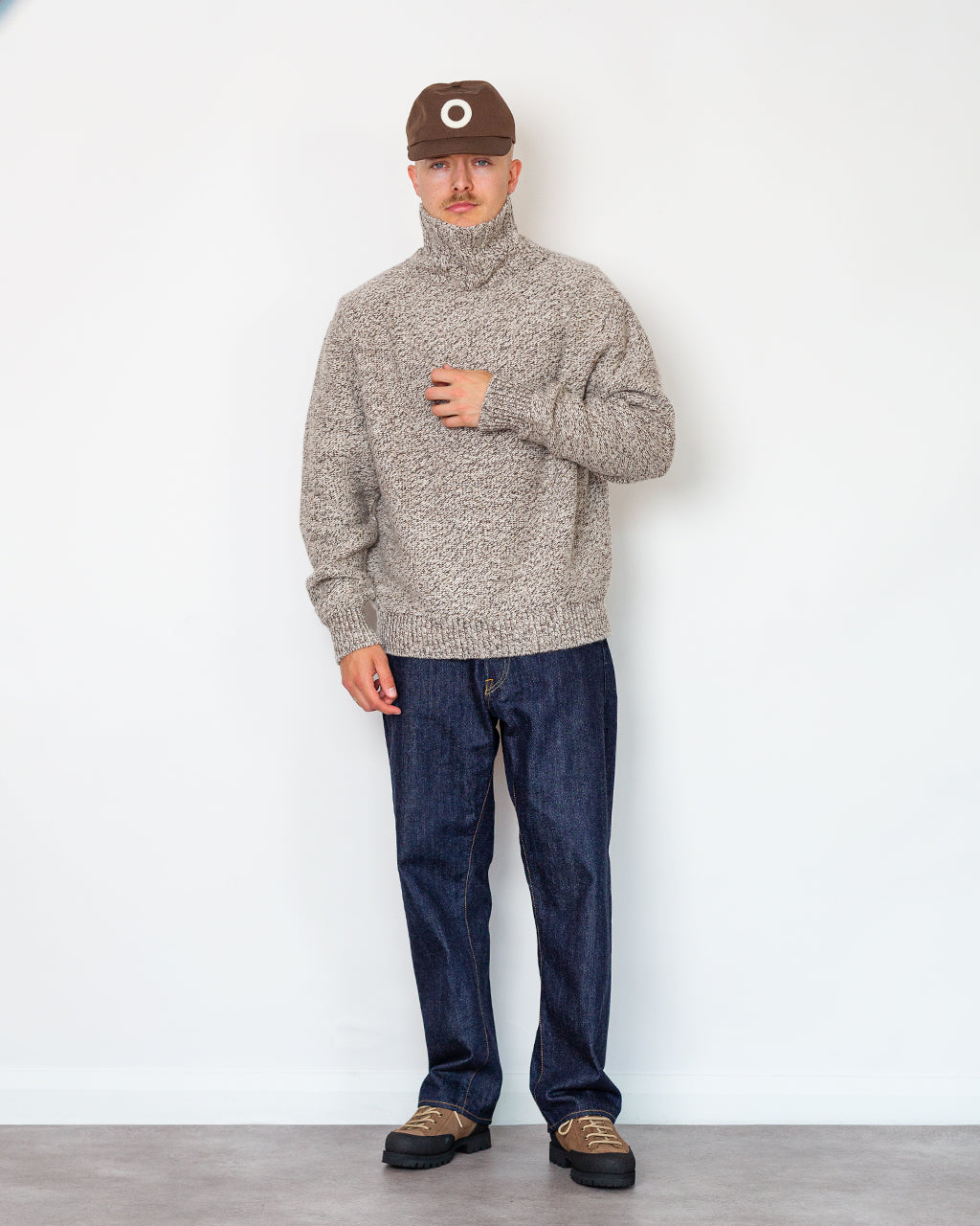 100% Cashmere RN Sweater - Brown Mix