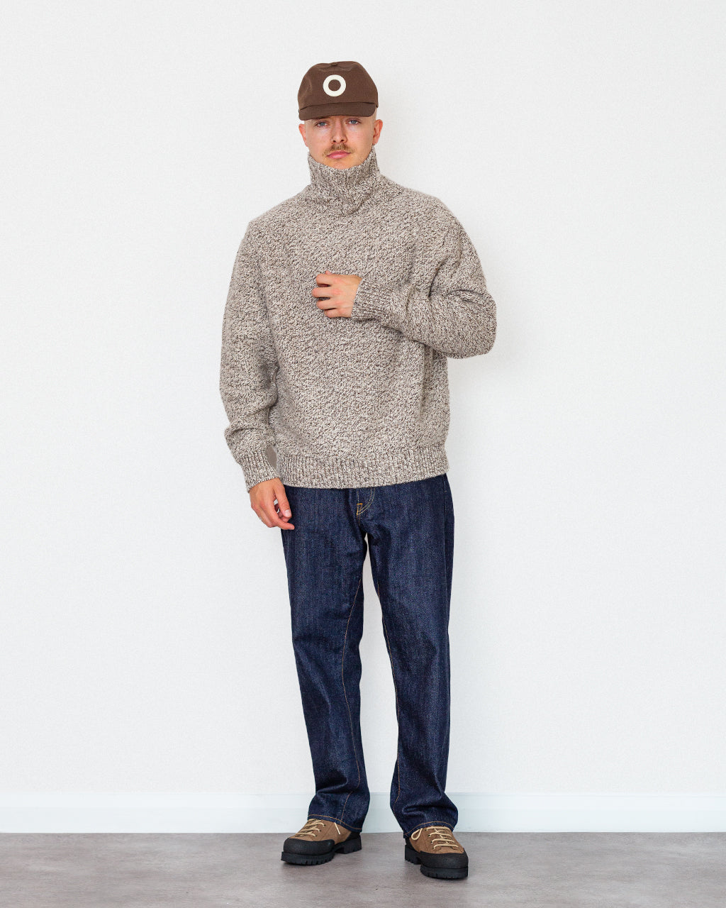 100% Cashmere RN Sweater - Brown Mix