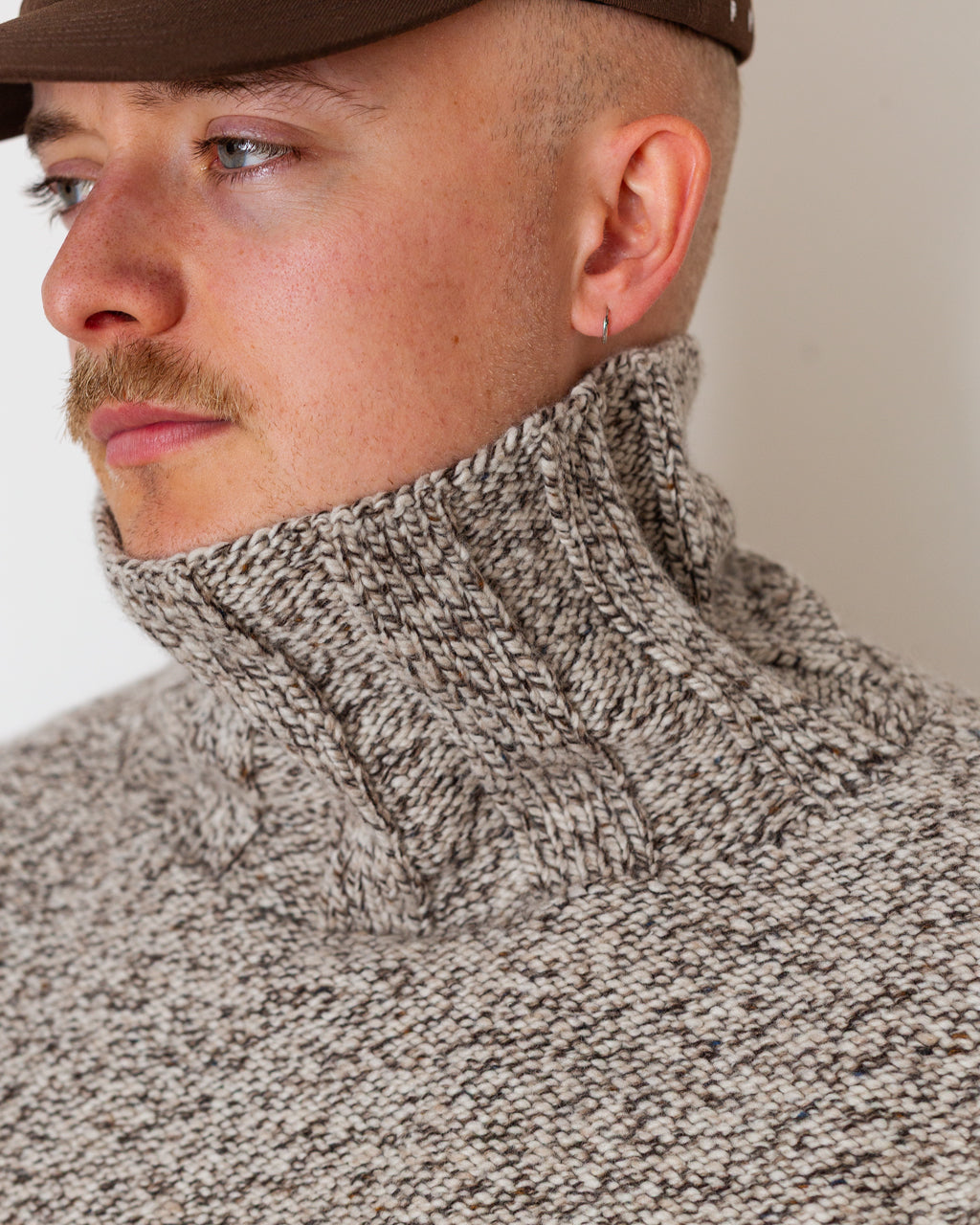 100% Cashmere RN Sweater - Brown Mix