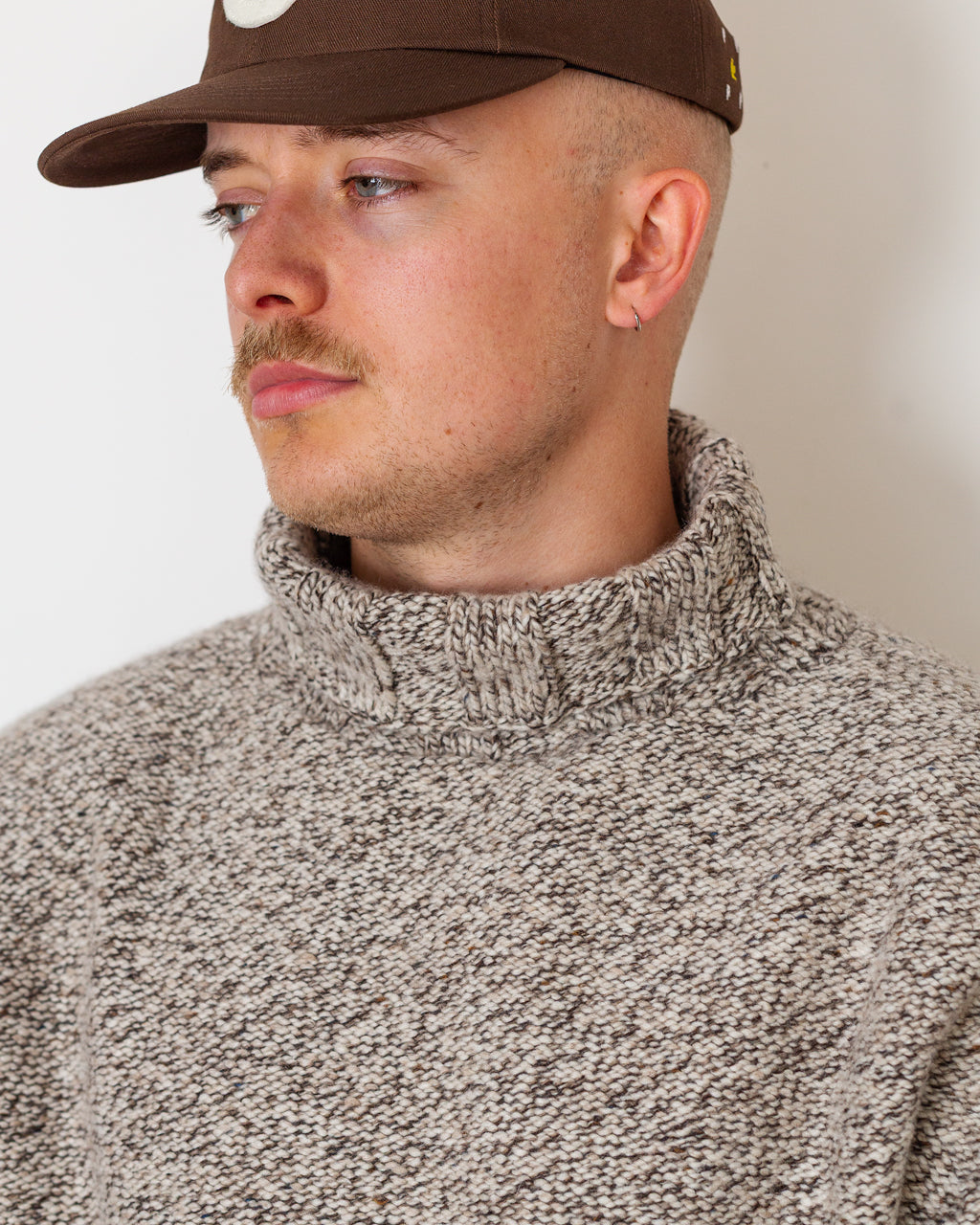 100% Cashmere RN Sweater - Brown Mix