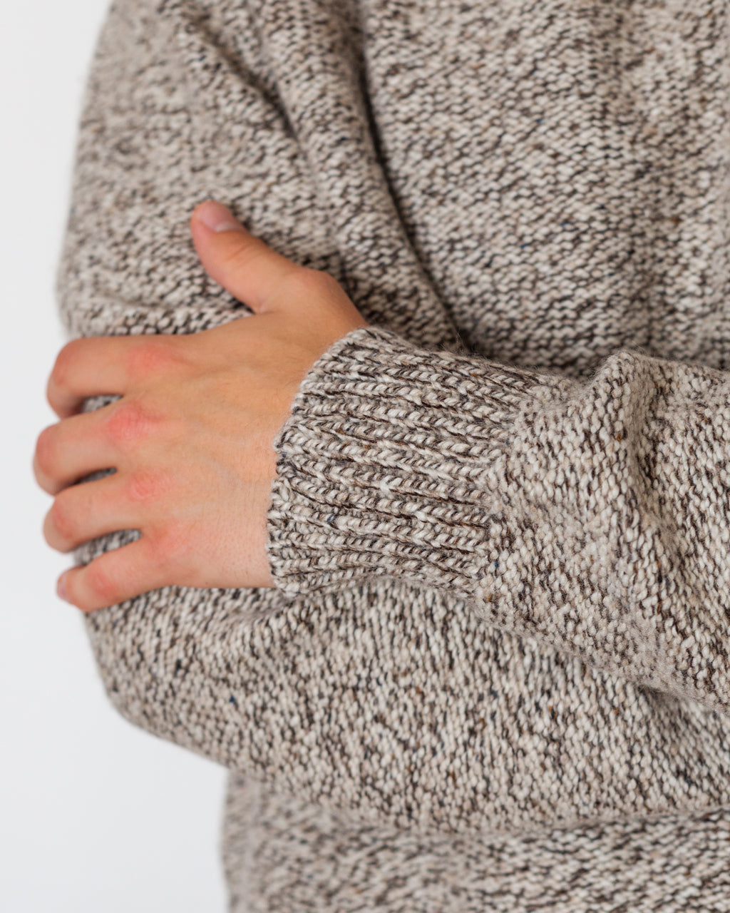 100% Cashmere RN Sweater - Brown Mix