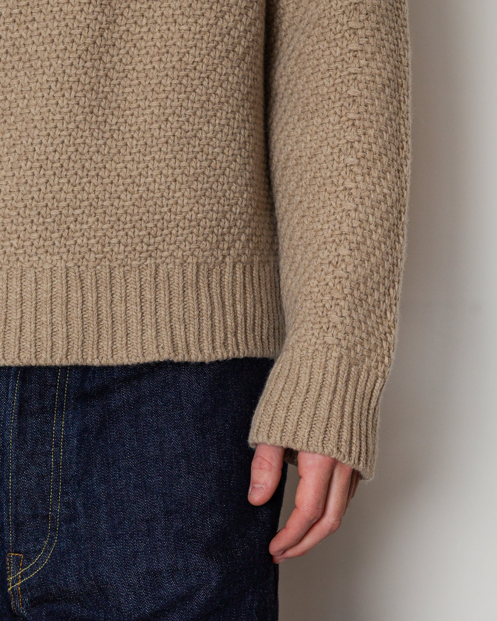 Basket Weave Crewneck - Biscuit V0M94
