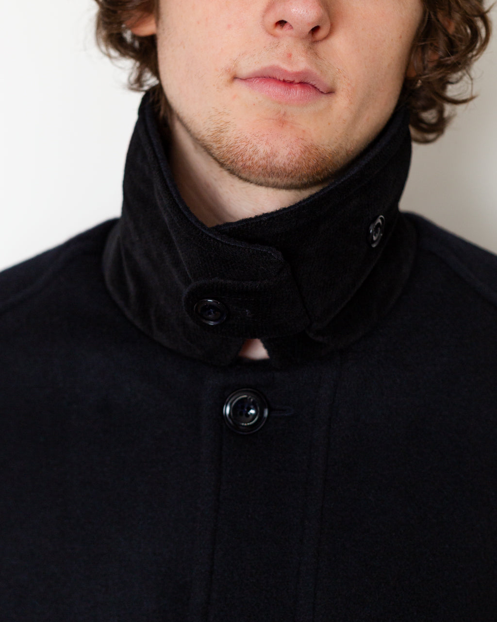 Maple Raglan Wool Short Coat - Dark Navy