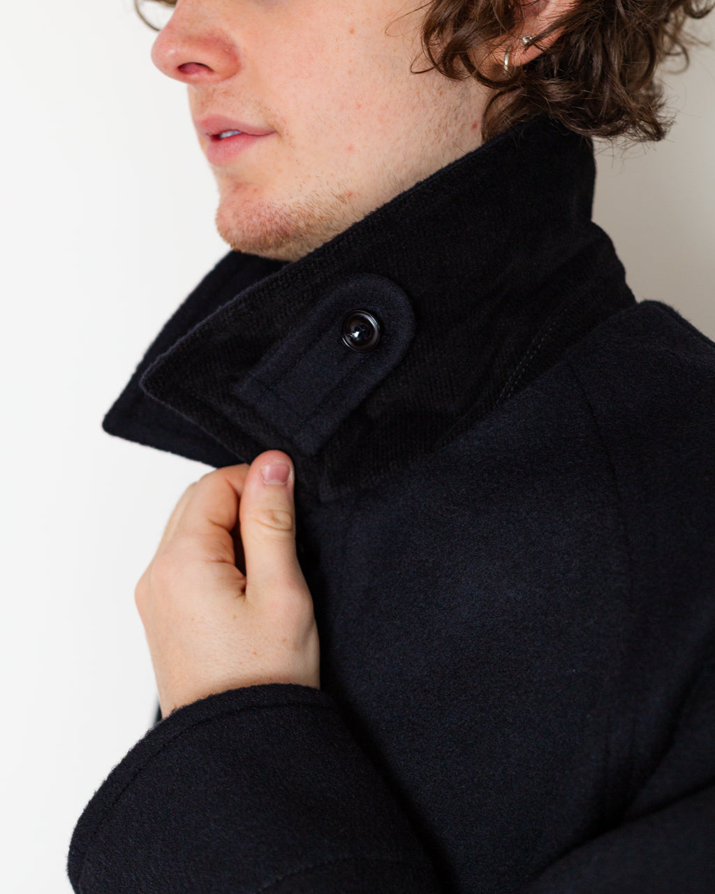 Maple Raglan Wool Short Coat - Dark Navy