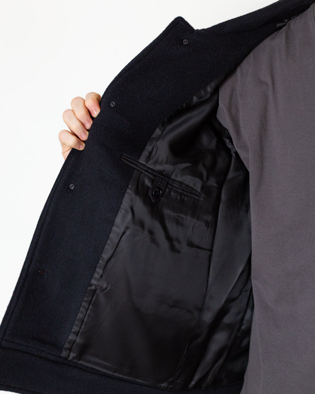 Maple Raglan Wool Short Coat - Dark Navy