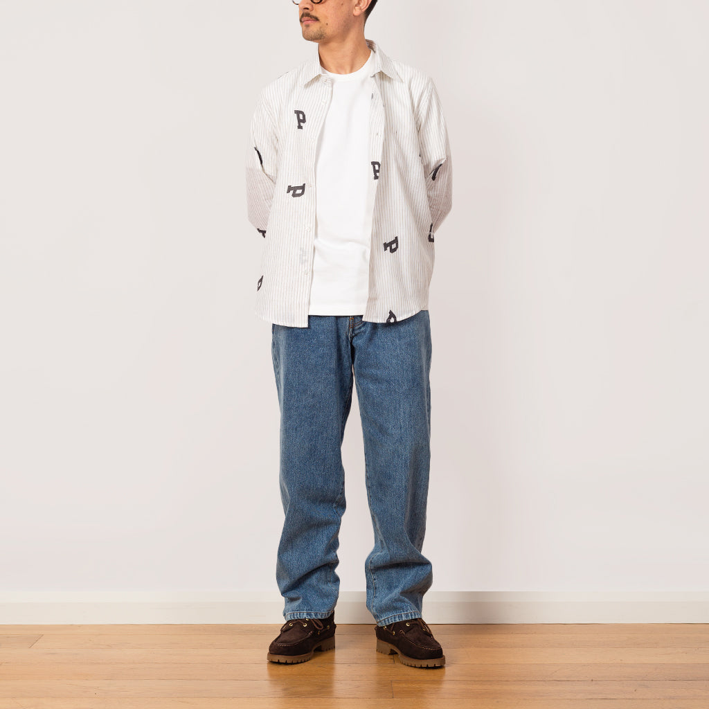 Letters Striped Pop Shirt - White Linen