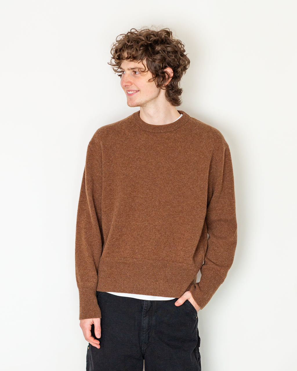Athletic Crewneck Sweater - Brown