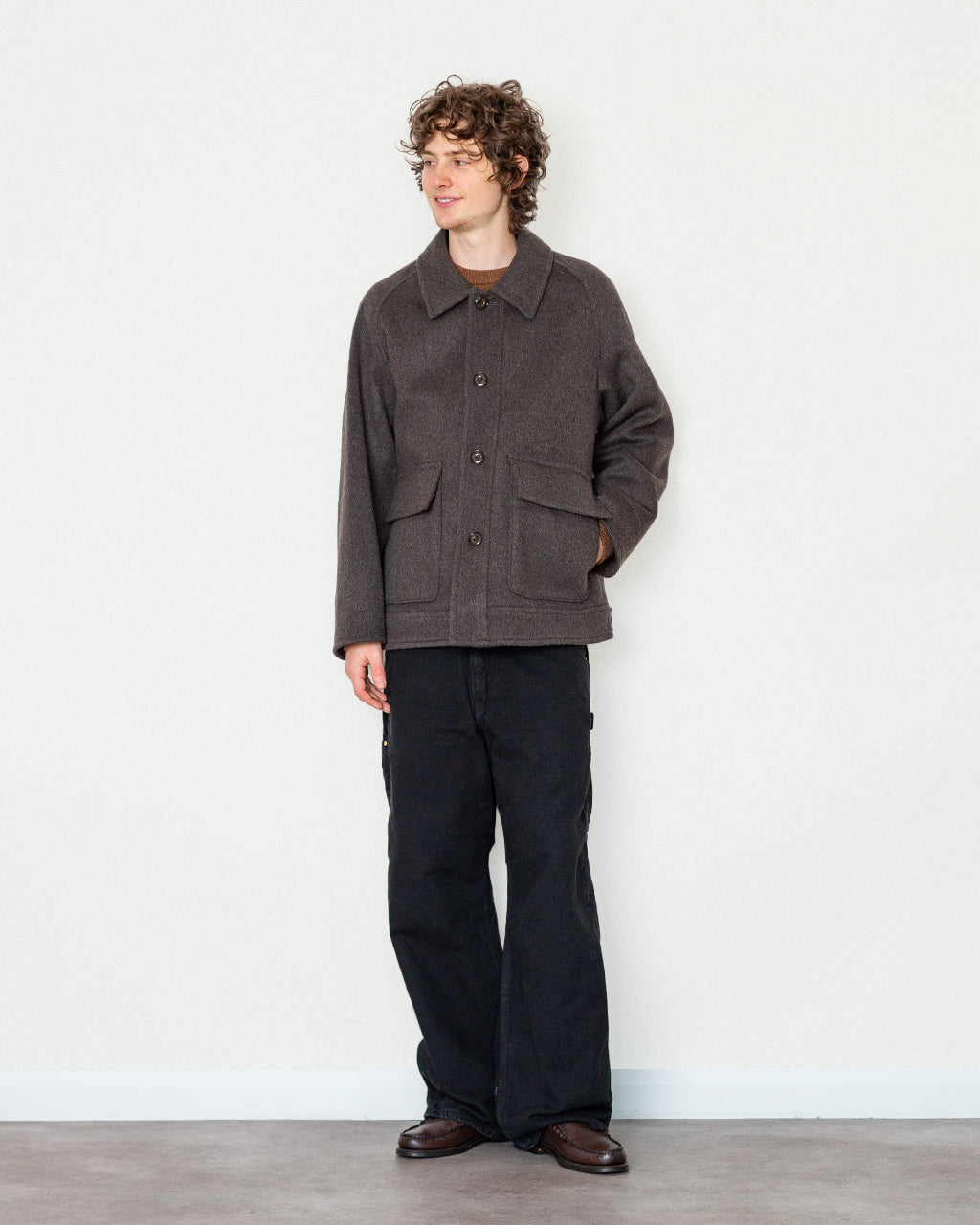 Maple Raglan Wool Short Coat - Spain Olive