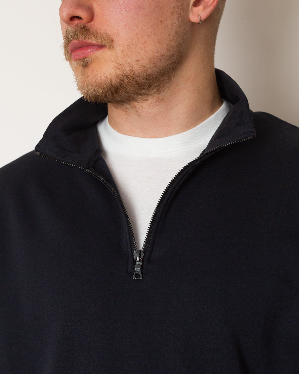 High Gauge Sweat Half Zip Pullover - Ink Black