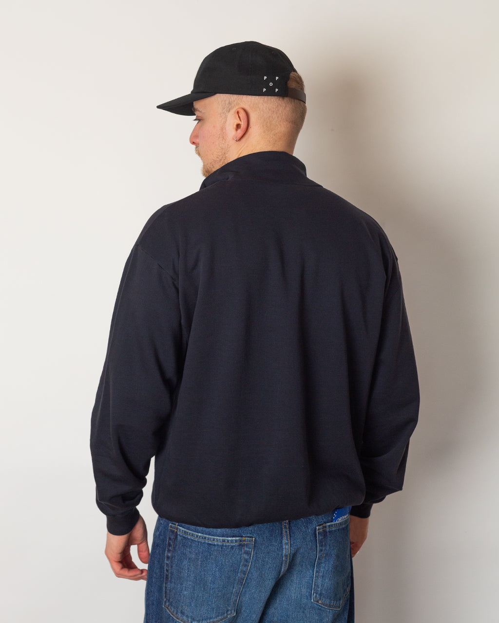 High Gauge Sweat Half Zip Pullover - Ink Black