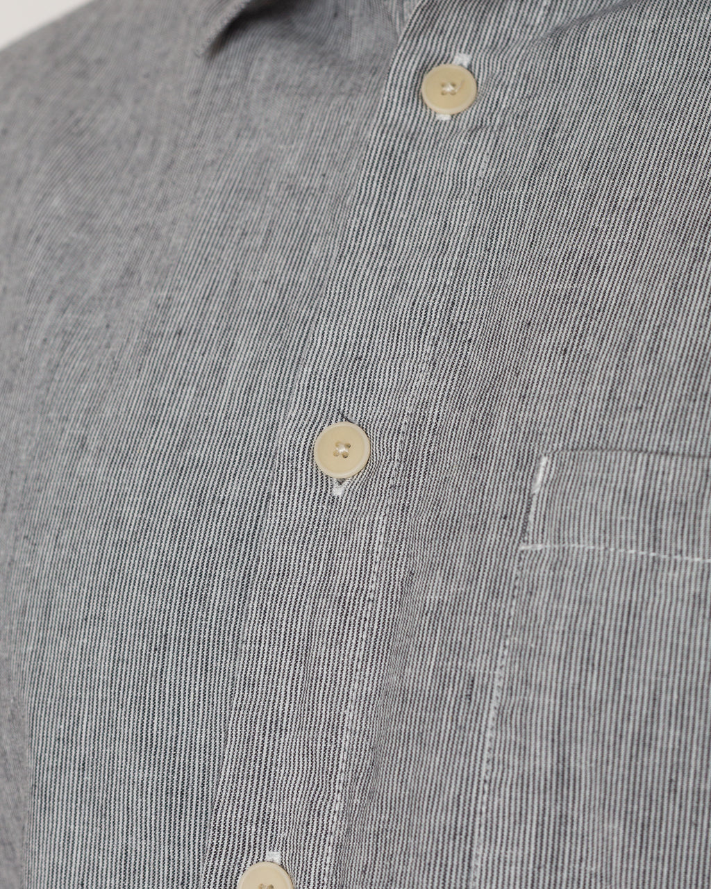 Relaxed Fit Shirt - Black Micro Stripe Linen