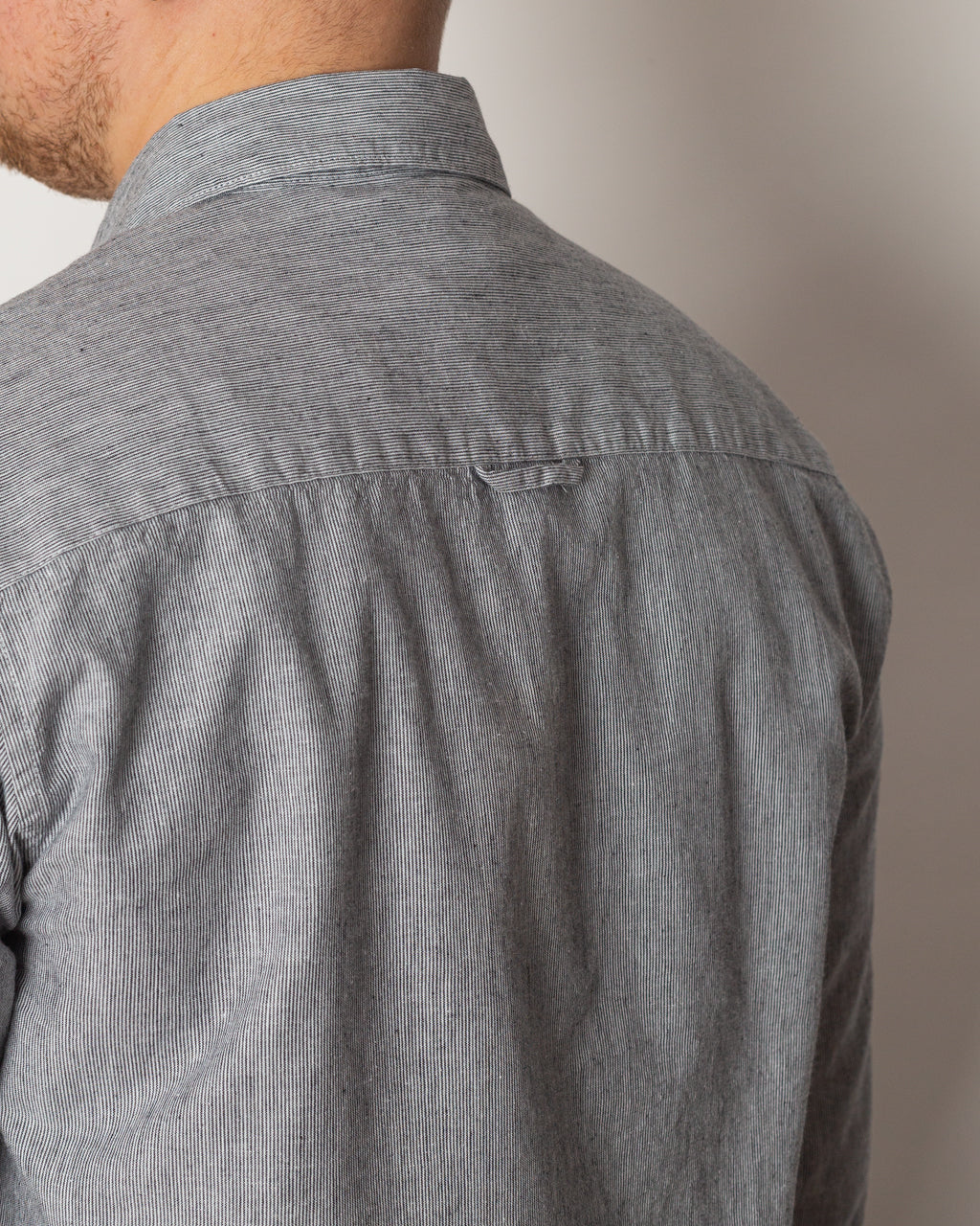 Relaxed Fit Shirt - Black Micro Stripe Linen