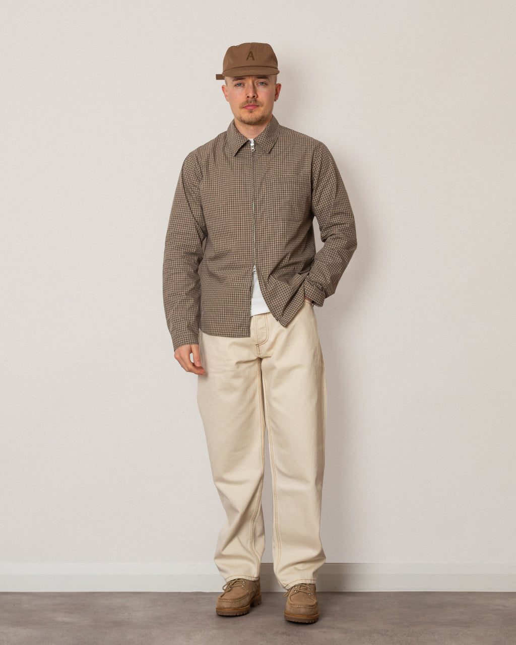Another Zip Shirt 1.0 - Khaki/Brown Check | Another Aspect | Peggs