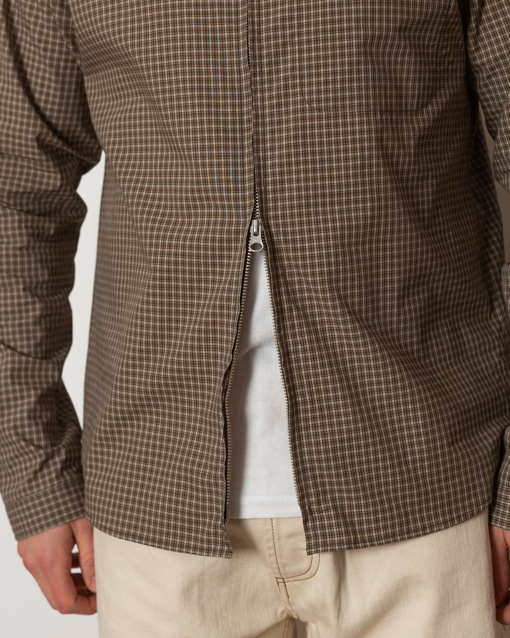 Another Zip Shirt 1.0 - Khaki/Brown Check | Another Aspect | Peggs