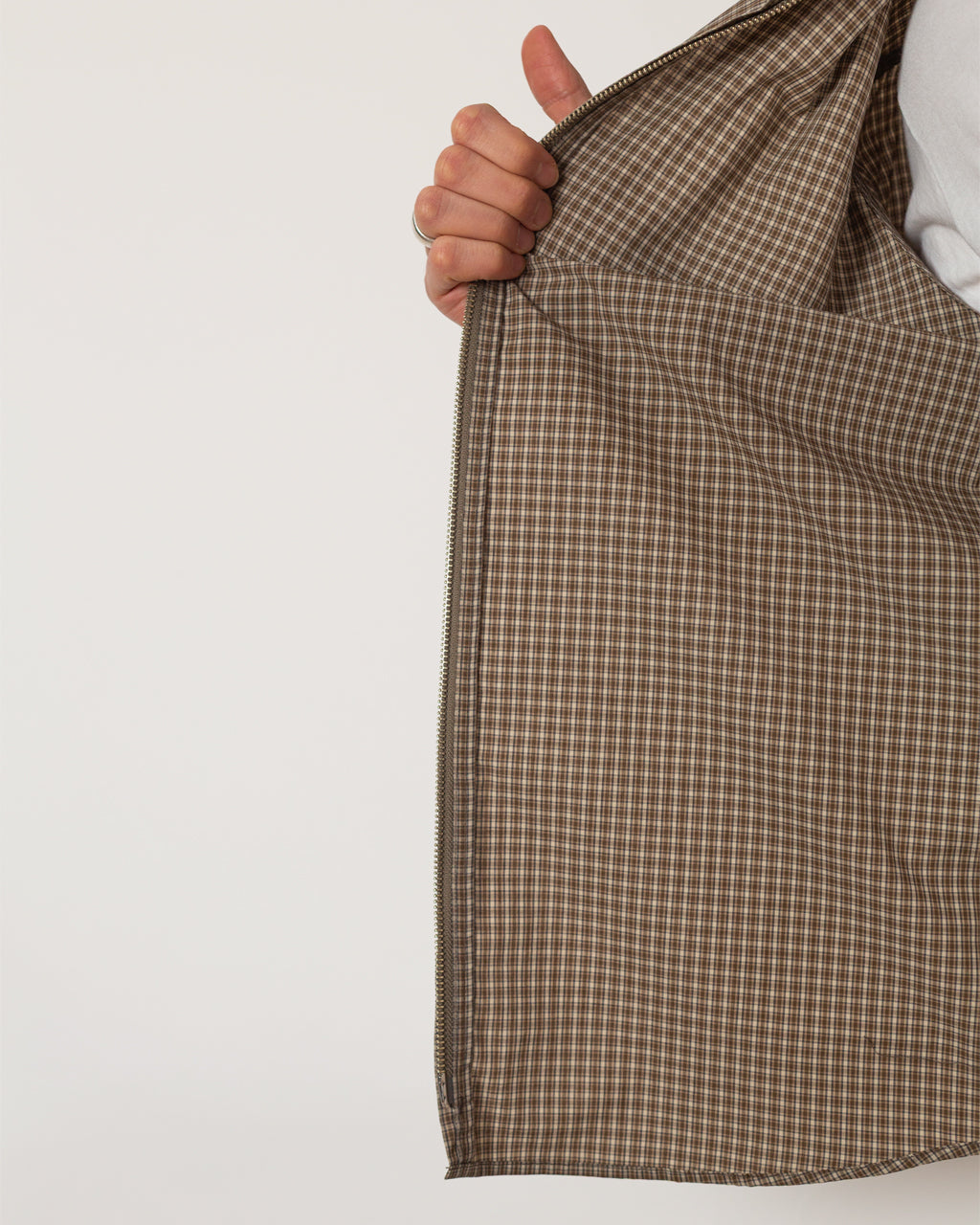 Another Zip Shirt 1.0 - Khaki/Brown Check | Another Aspect | Peggs