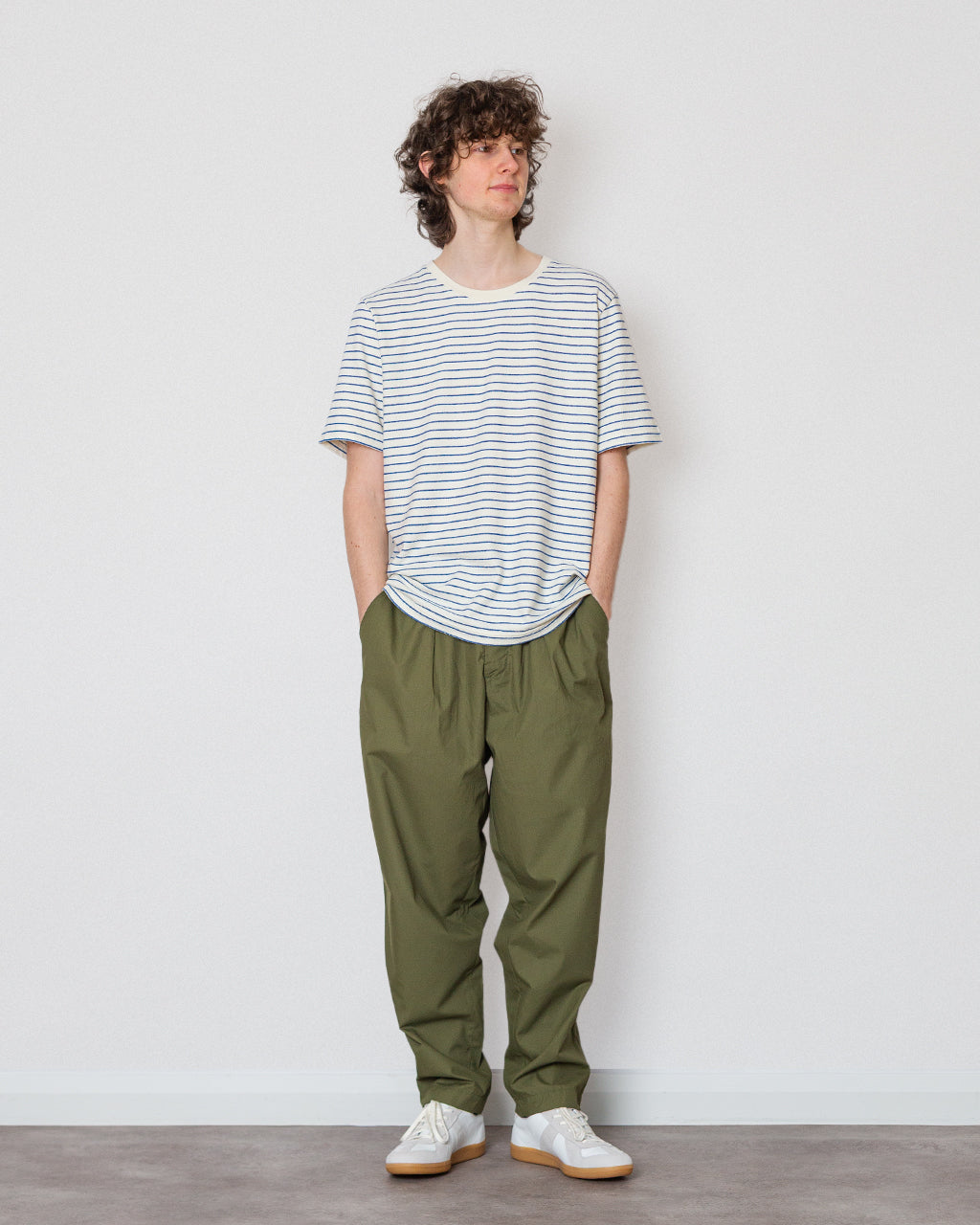 Pleated Track Pant Poly Tech - Olive