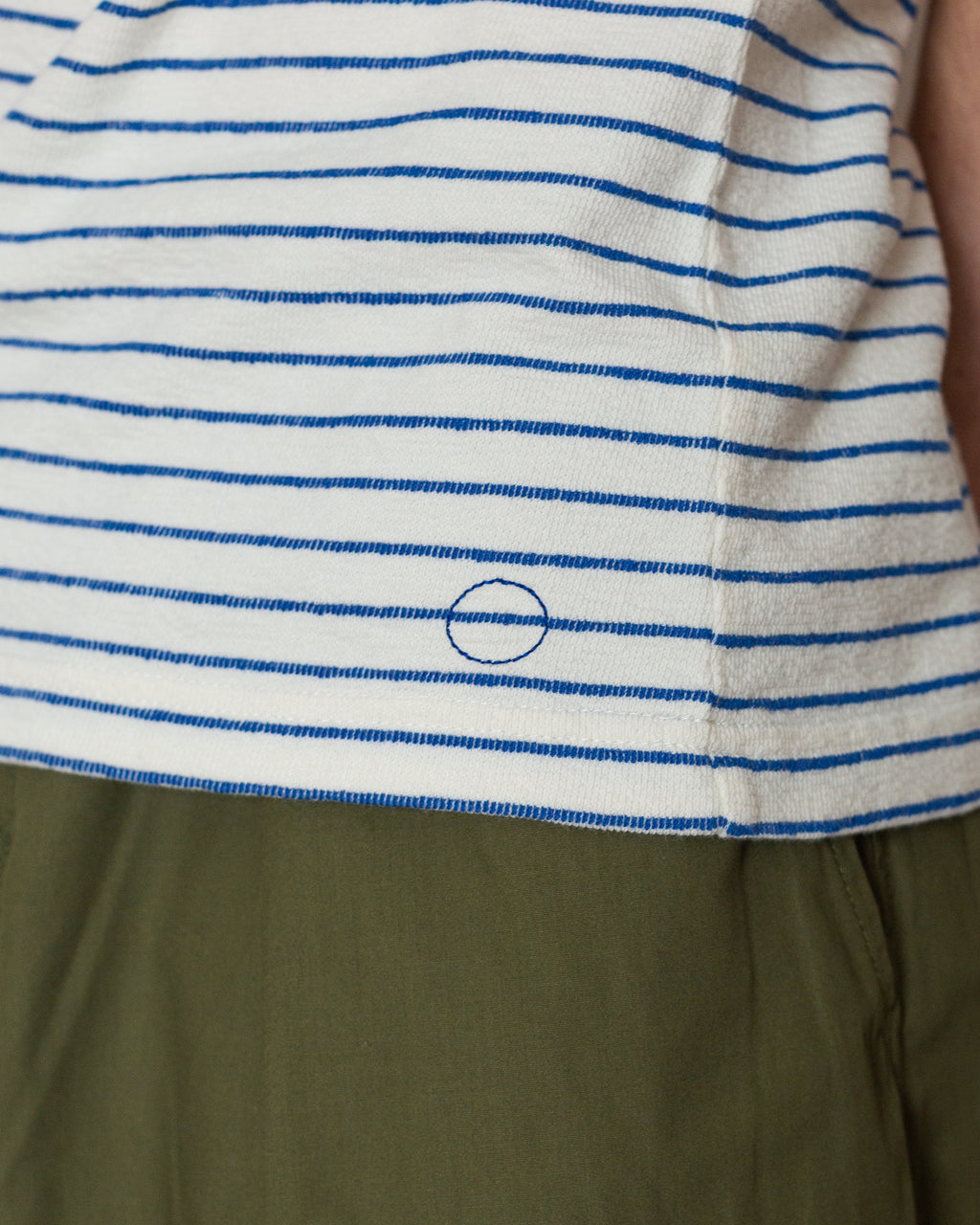 SS Textured Stripe Tee - Ecru Bright Blue