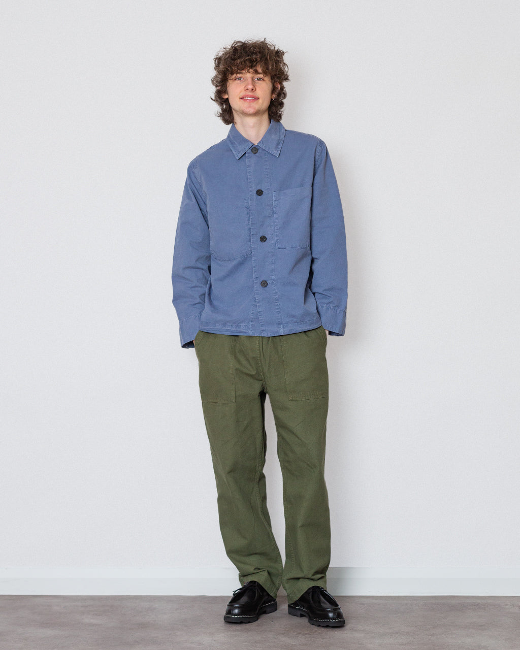Harki Garment Dyed Overshirt - Dusty Blue