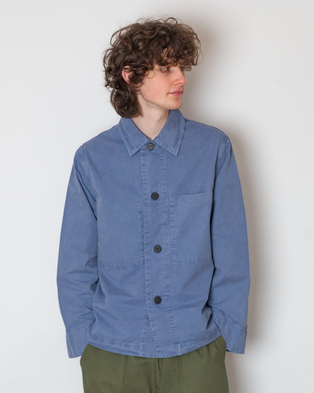 Harki Garment Dyed Overshirt - Dusty Blue