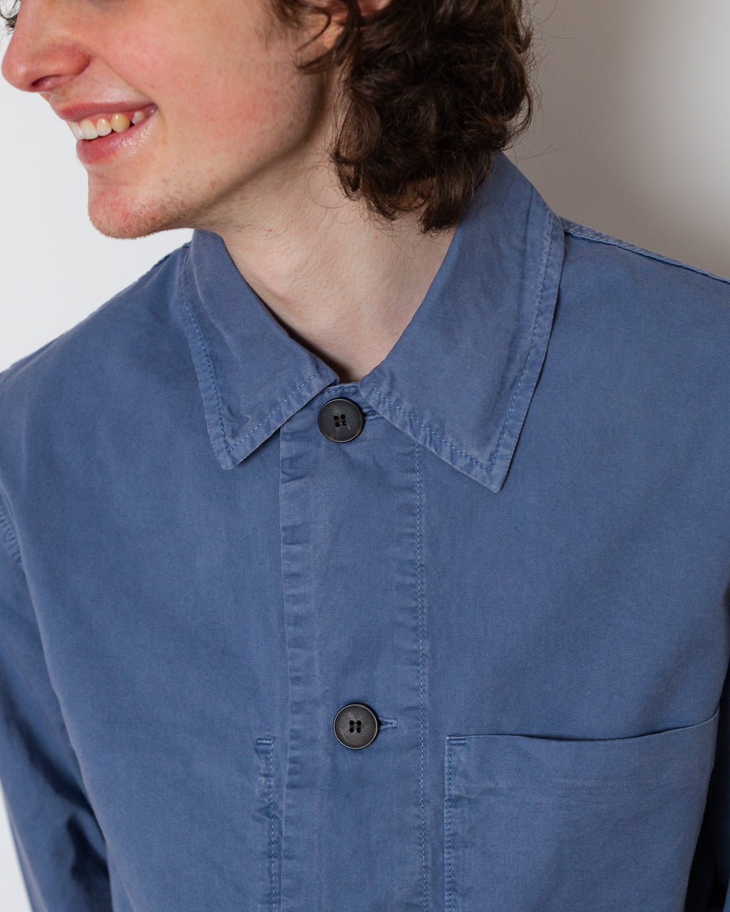 Harki Garment Dyed Overshirt - Dusty Blue