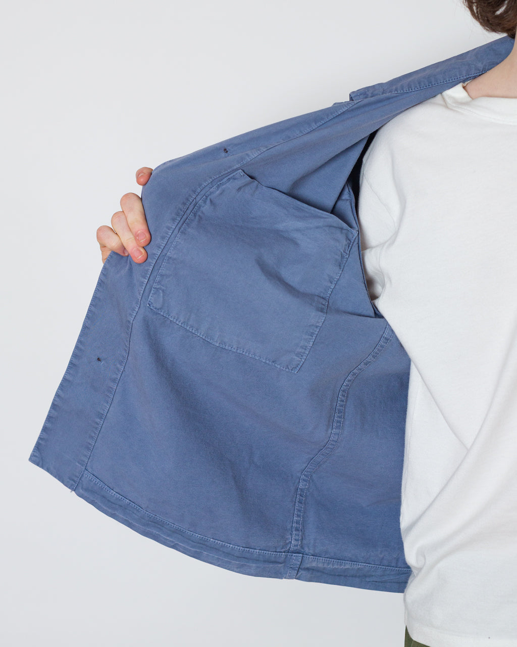 Harki Garment Dyed Overshirt - Dusty Blue