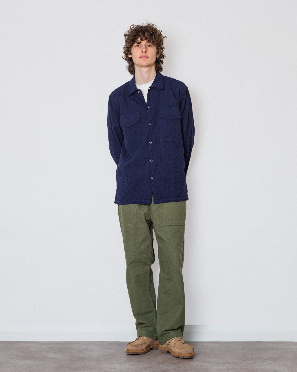 Attendant Shirt - Navy Seersucker