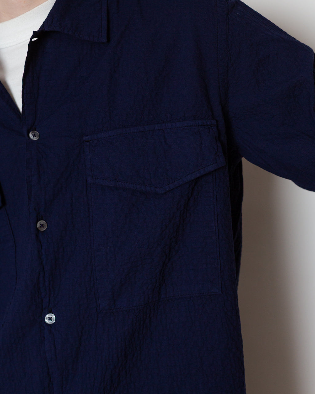 Attendant Shirt - Navy Seersucker