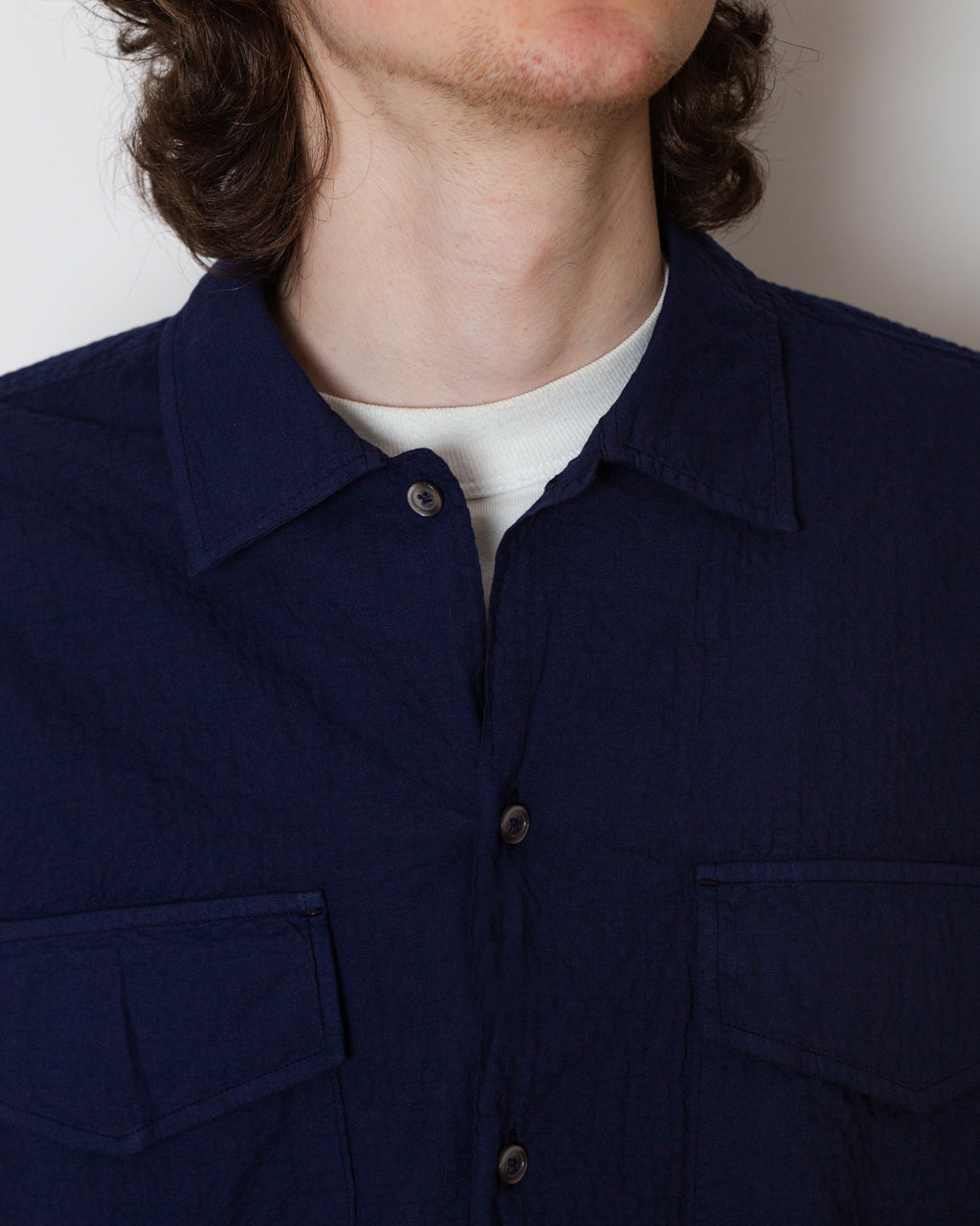 Attendant Shirt - Navy Seersucker