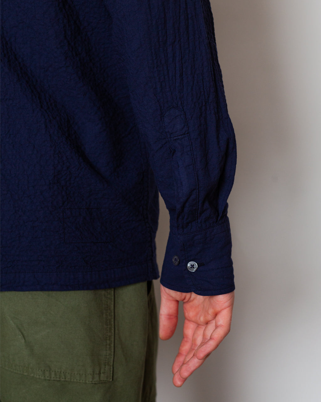 Attendant Shirt - Navy Seersucker