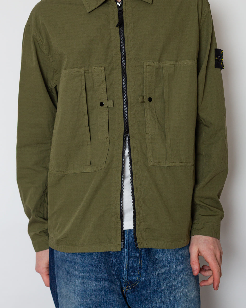 Ripstop Overshirt - V005G Military Green | Stone Island | Peggs & son.