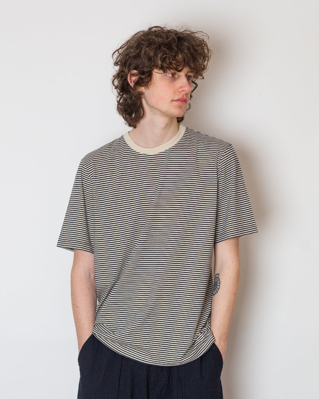 1X1 Stripe Tee - Soft Black