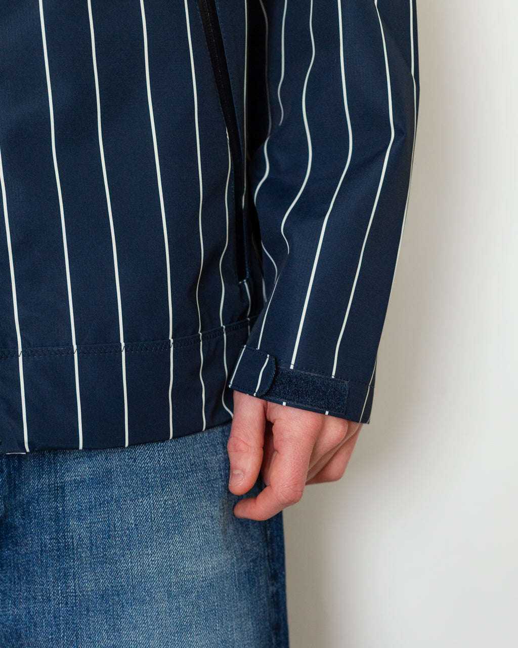 Pinstripe Oracle Jacket - Navy White | Pop Trading Company | Peggs