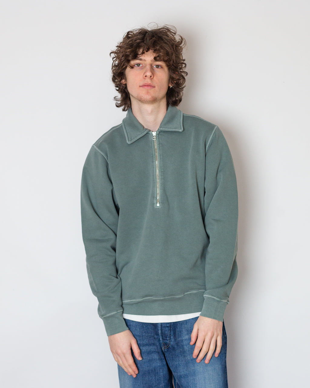Half Zip Sweat - Agave Green | Pop Trading Company | Peggs & son.