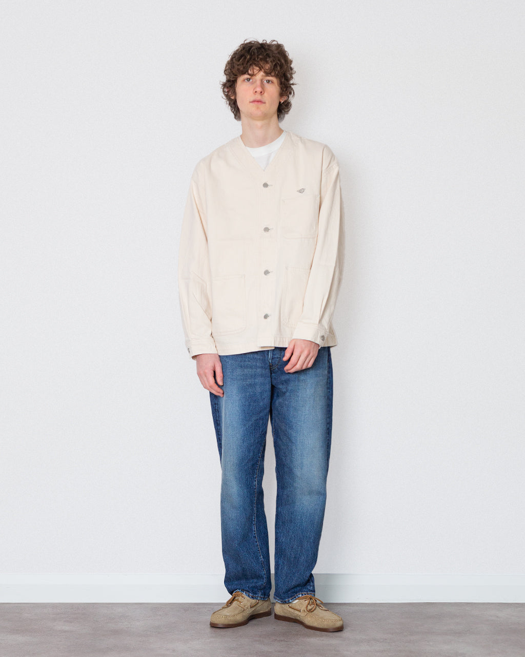 Collarless Jacket - Ecru