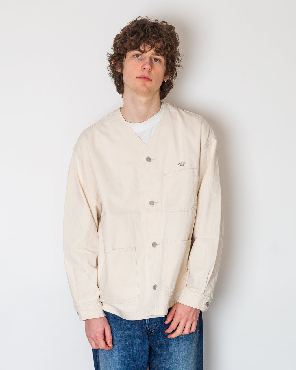 Collarless Jacket - Ecru | Danton | Peggs & son.