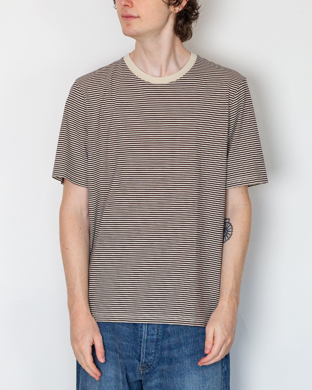 1X1 Stripe Tee - Espresso/Stone