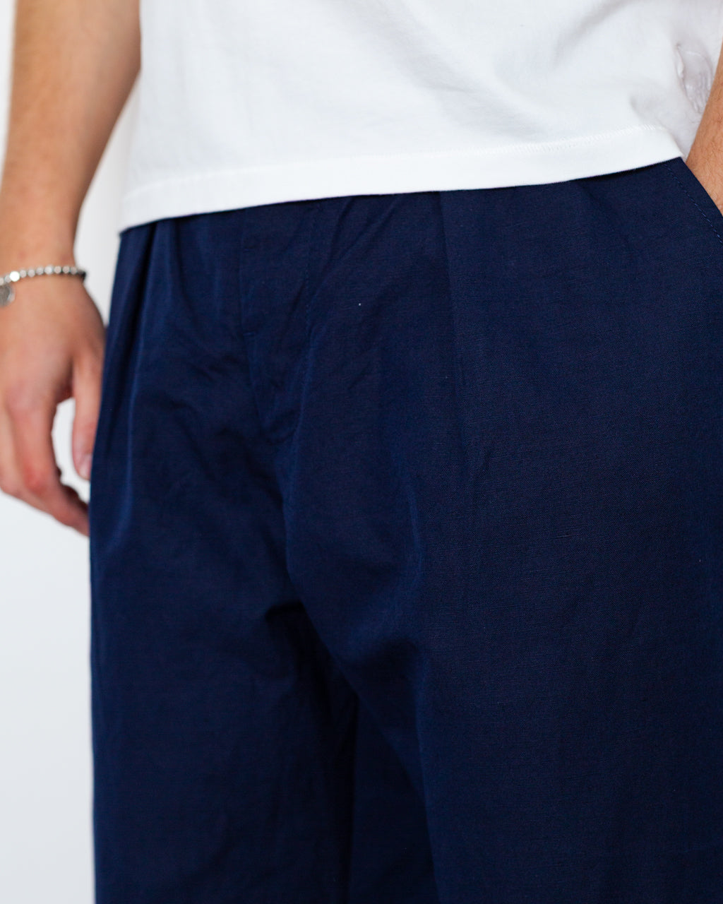Oxford Pant - Navy Linen Slub Weave