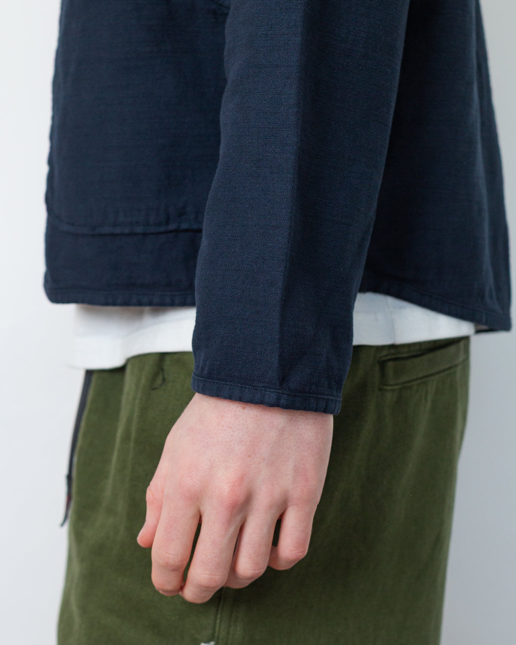 Zip Liner - Navy Slub Sateen | Universal Works | Peggs & son.