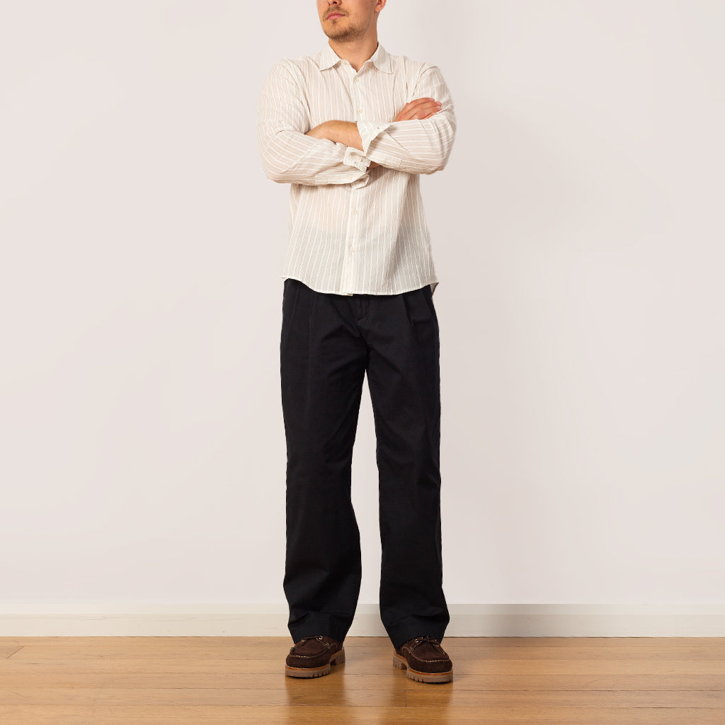Benn Relaxed Twill Pleated Trouser - Black