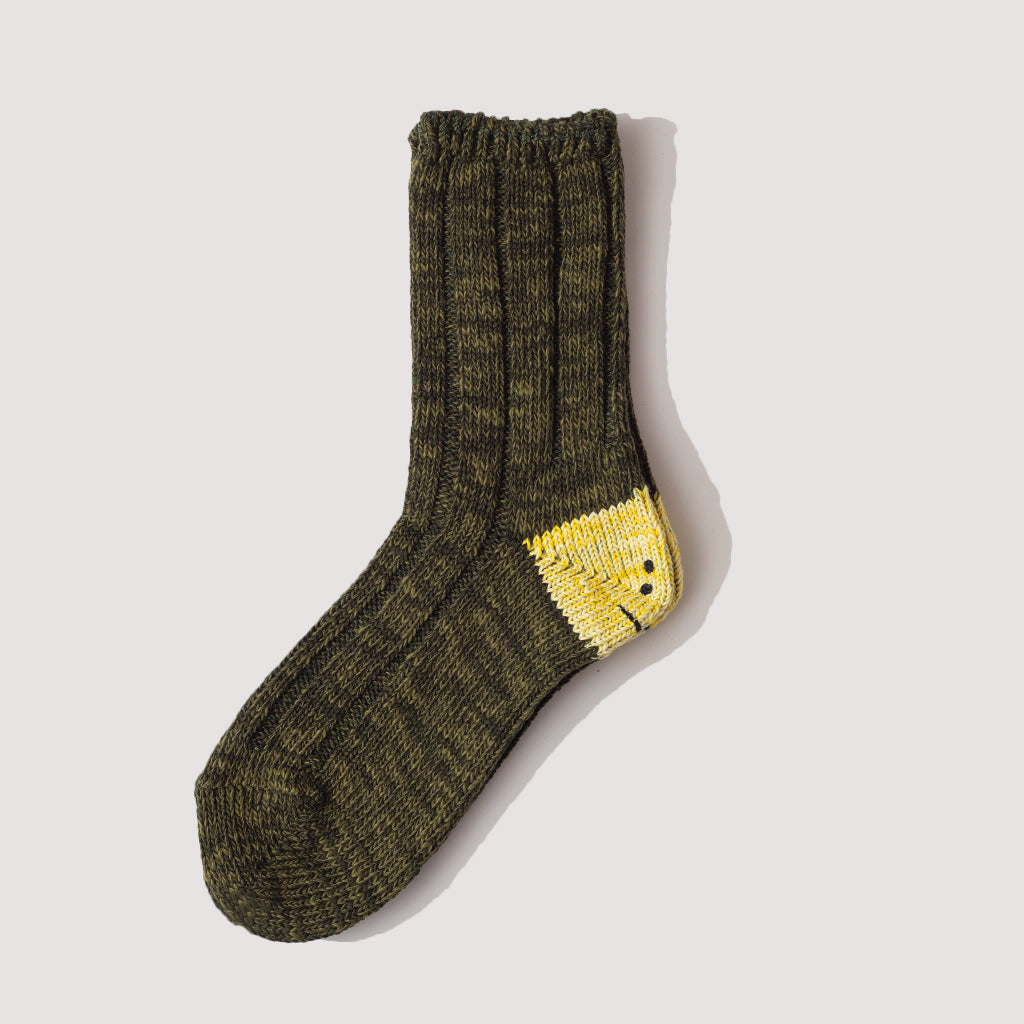 56 Yarns MA-1 RAINBOWY HAPPY HEEL Socks - Khaki
