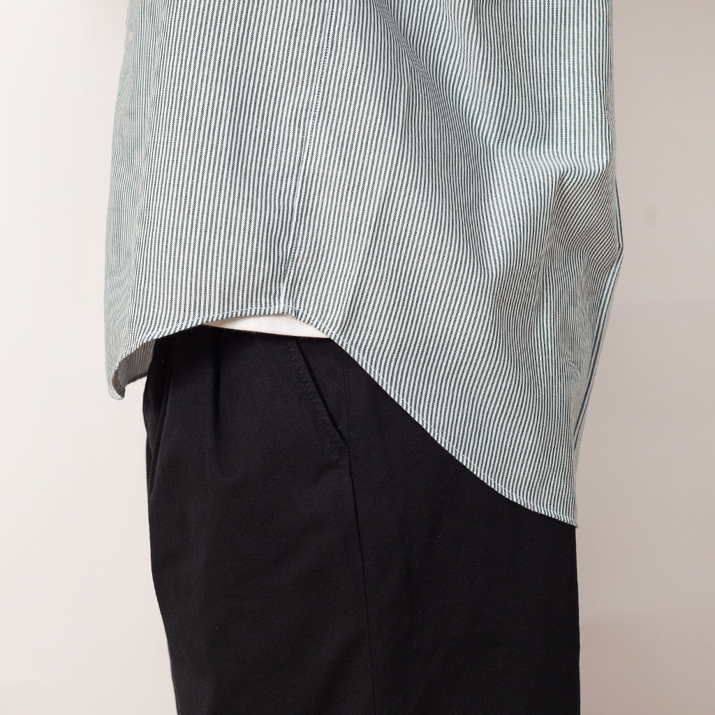 Dot Button B.D. Shirt - White/Green Stripe