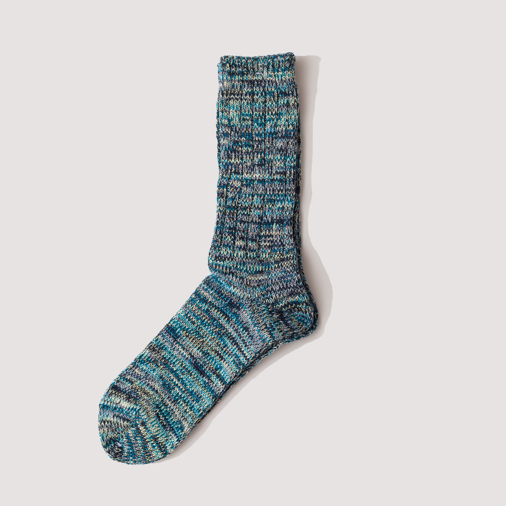 5 Colour Mix Crew Sock - Indigo
