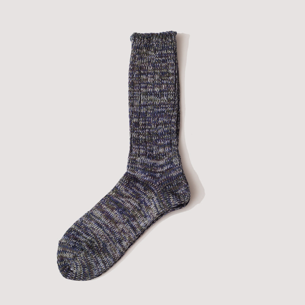5 Colour Mix Crew Sock - Moss